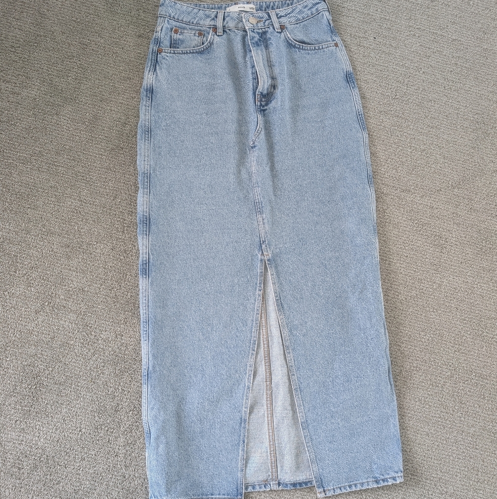 Light Blue Denim Maxi Skirt